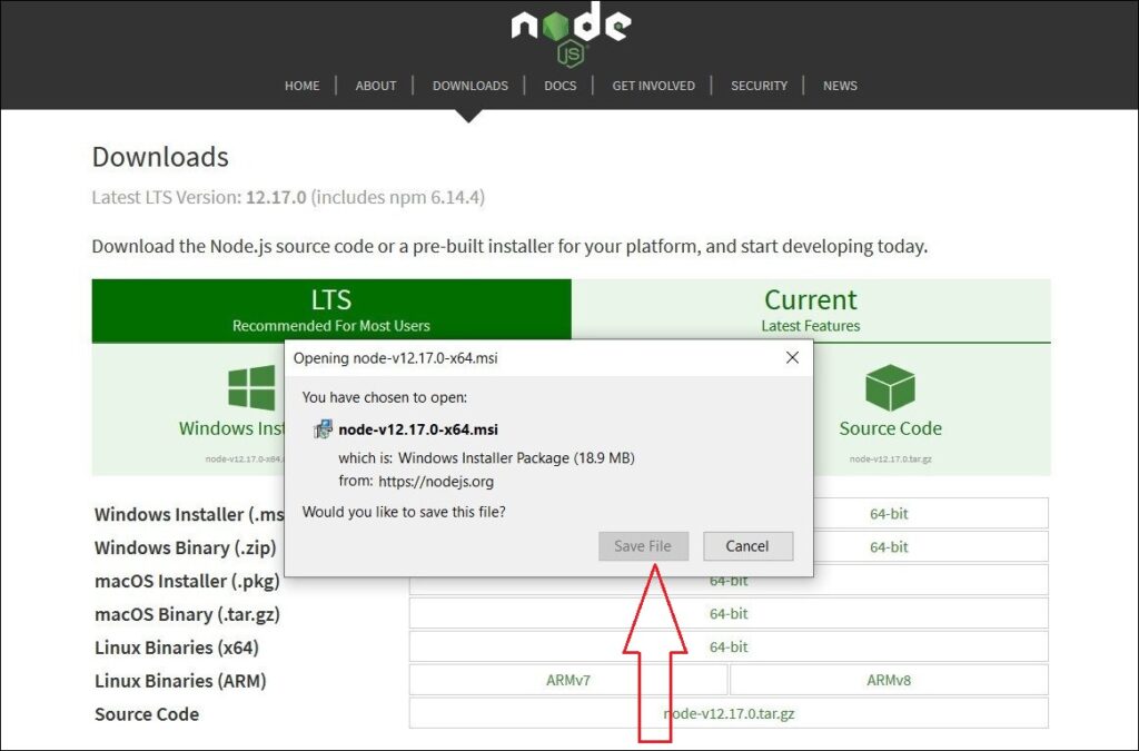 node js download for windows 10 64 bit