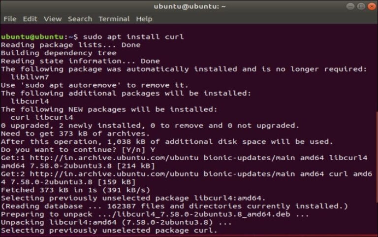 how to install curl in ubuntu 20.04