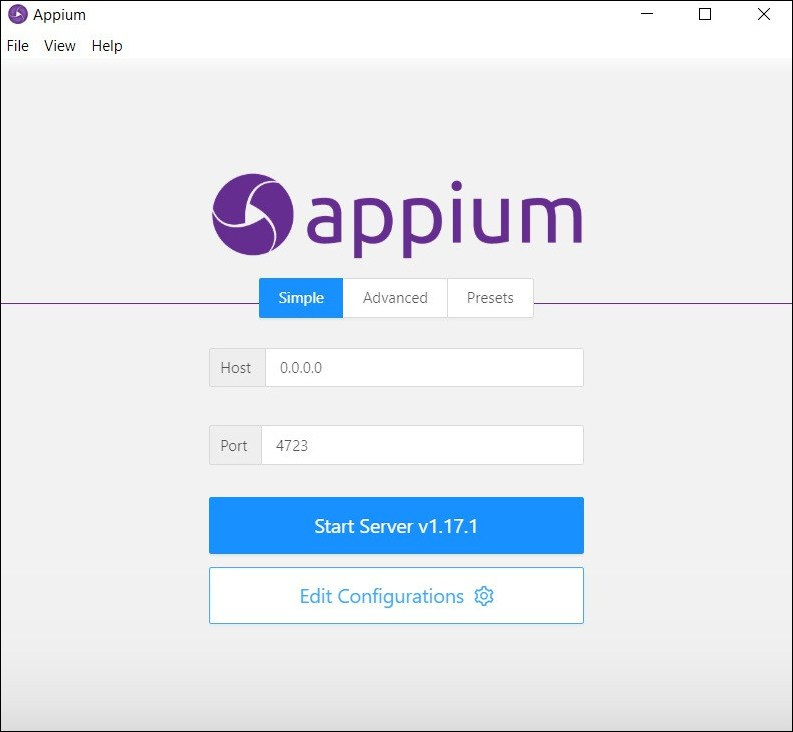 Appium Start Server