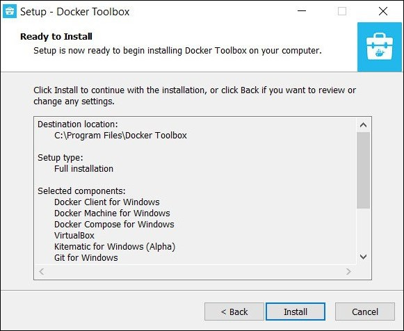 how to install docker quickstart terminal windows 10